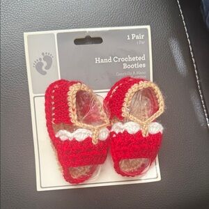 Hand Crocheted Red Baby Booties